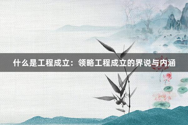 什么是工程成立：领略工程成立的界说与内涵